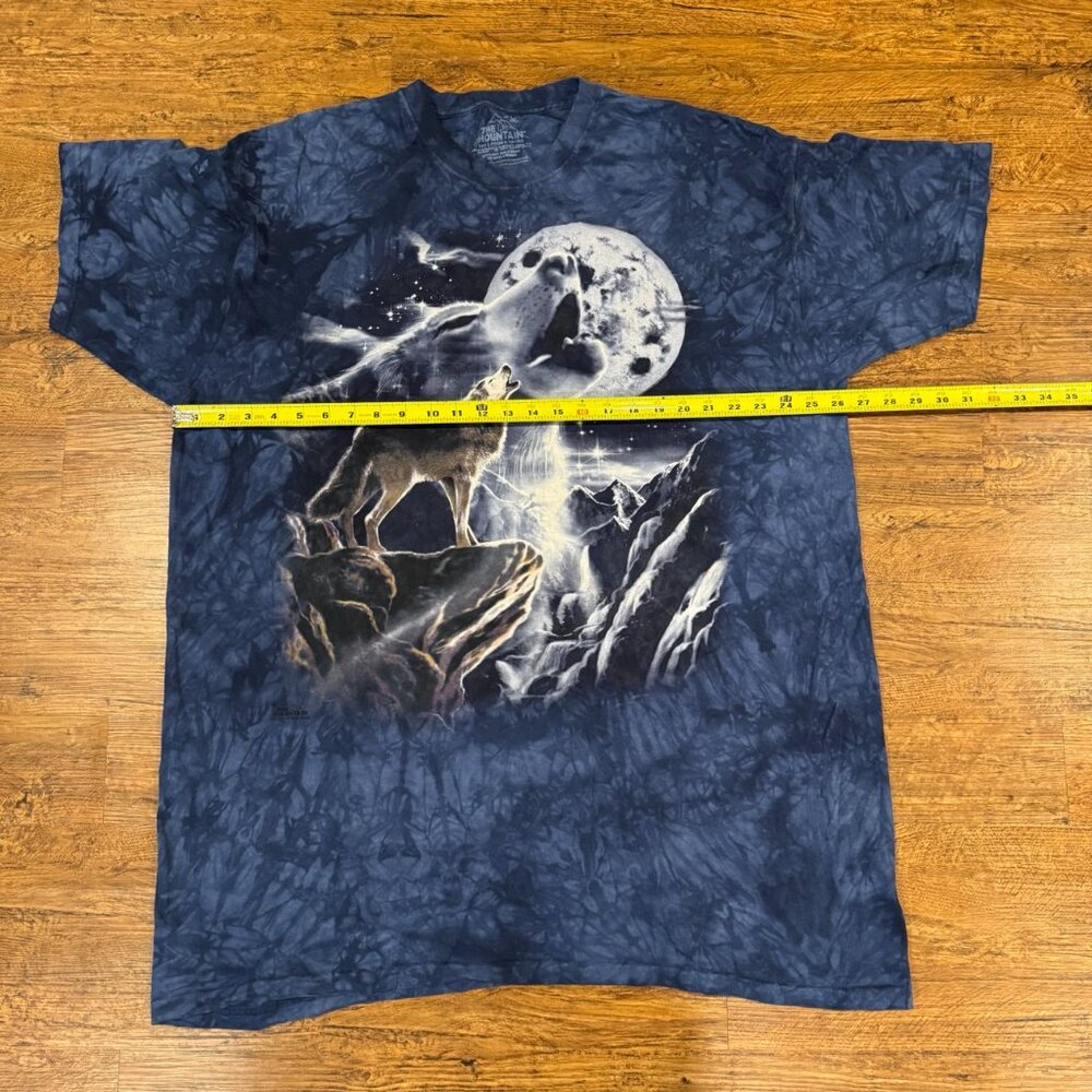 Vintage Y2K The Mountain Blue Tie Dye Wolf Moon Spirit Graphic T Shirt Men's 3XL - Picture 7 of 7